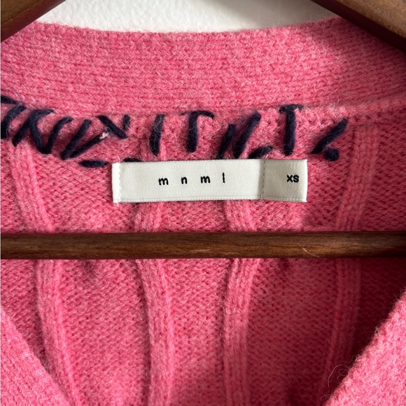 MNML Pink Cable Knit Cardigan with Embroidered Detail - Picture 2 of 5